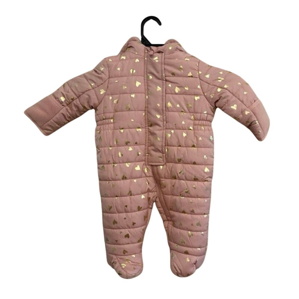 Kensie Girl Baby Pink Heart Zip Snow Suit/Snowsuit Winter‎ One Piece Size 3/6 M